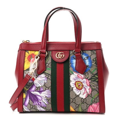 Gucci GG Supreme Monogram Flora Web Small Ophidia Tote Bag Red 1 of 9