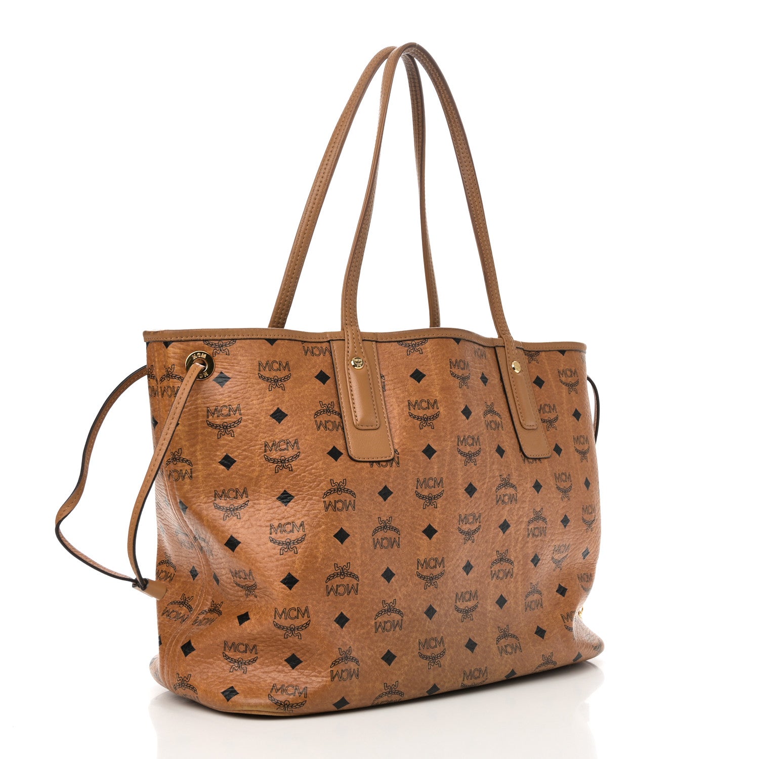 MCM Visetos Medium Liz Reversible Shopper Tote Cognac 5 of 16