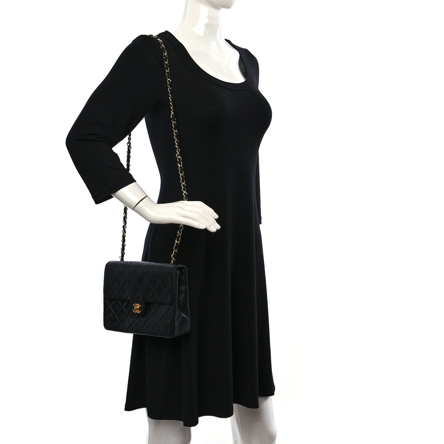 Lambskin Quilted Mini Square Flap Bag Black