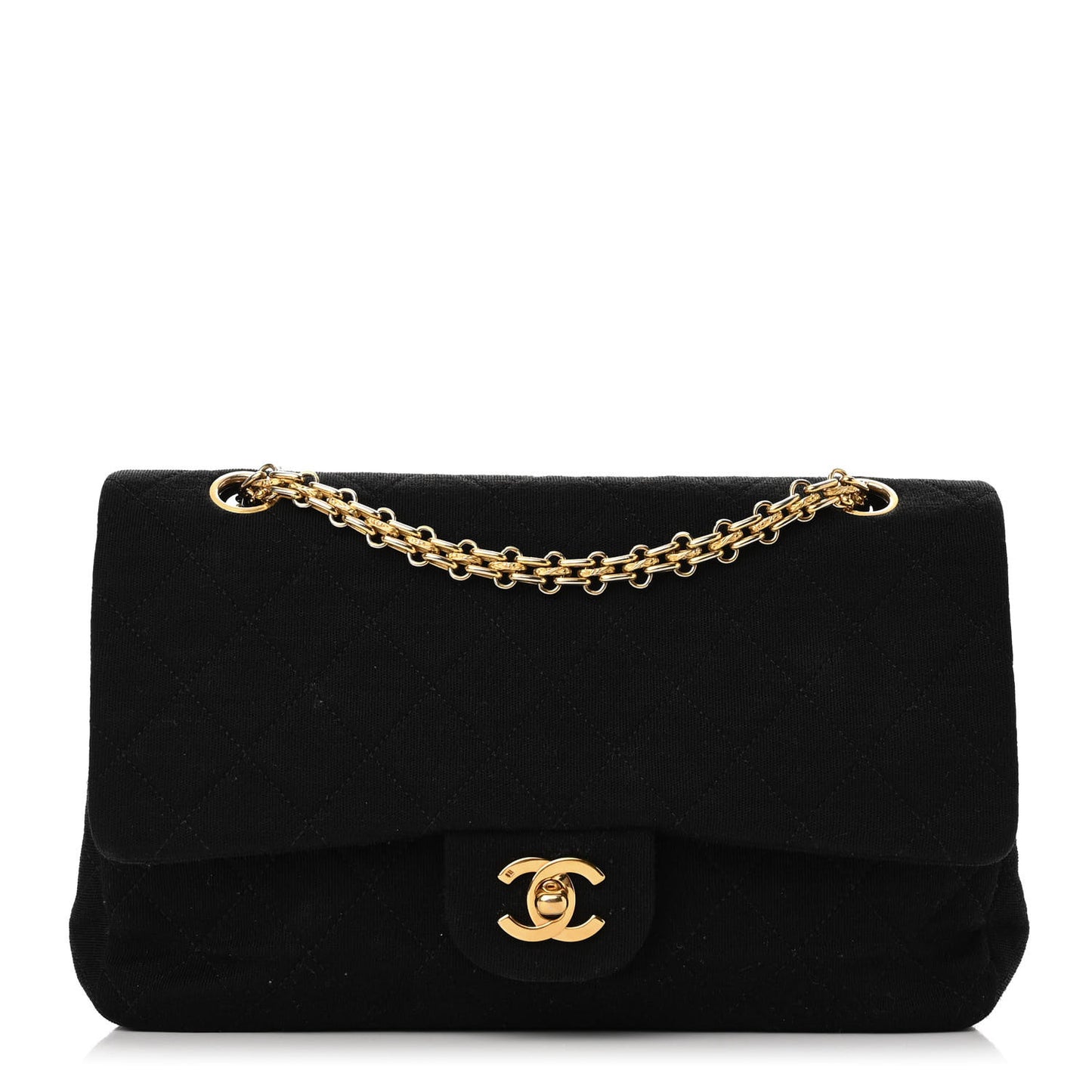 Jersey Quilted Small Double Flap Black
