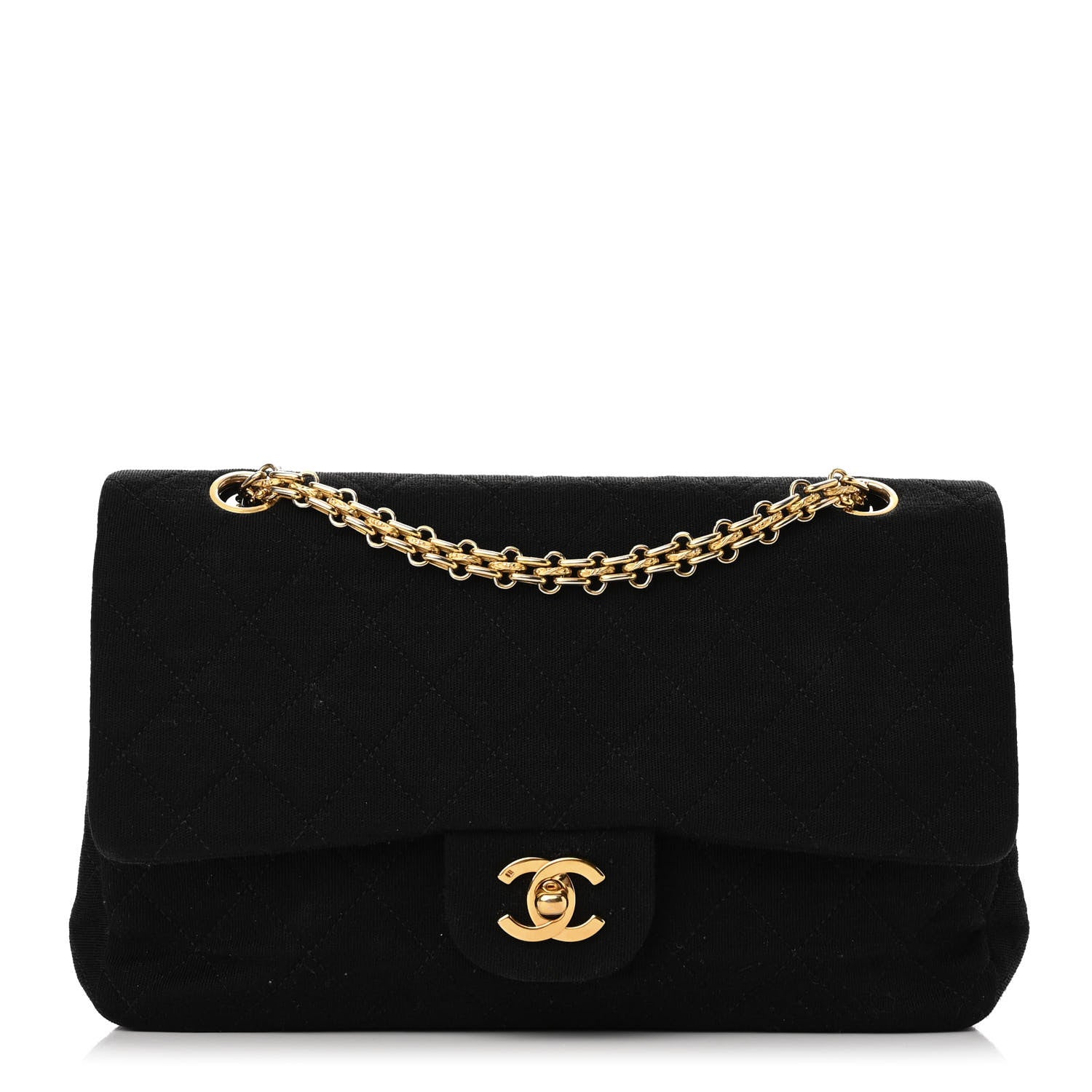Chanel Jersey Quilted Small Double Flap Black 1 of 12