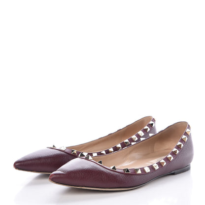 Valentino Garavani Pebbled Calfskin Rockstud Ballerina Flats 38 Rubin 3 of 20