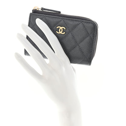 Chanel Caviar Quilted Zipped Key Holder Case Gray 2 of 9