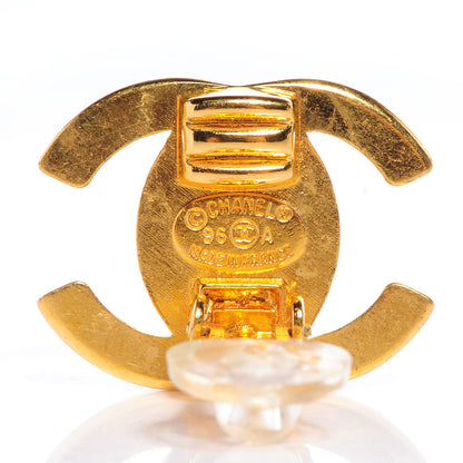 Chanel Crystal CC Turnlock Clip On Earrings Gold 3 of 5