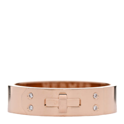 Hermes 18K Rose Gold Diamond PM Kelly Ring 56 7.75 1 of 5