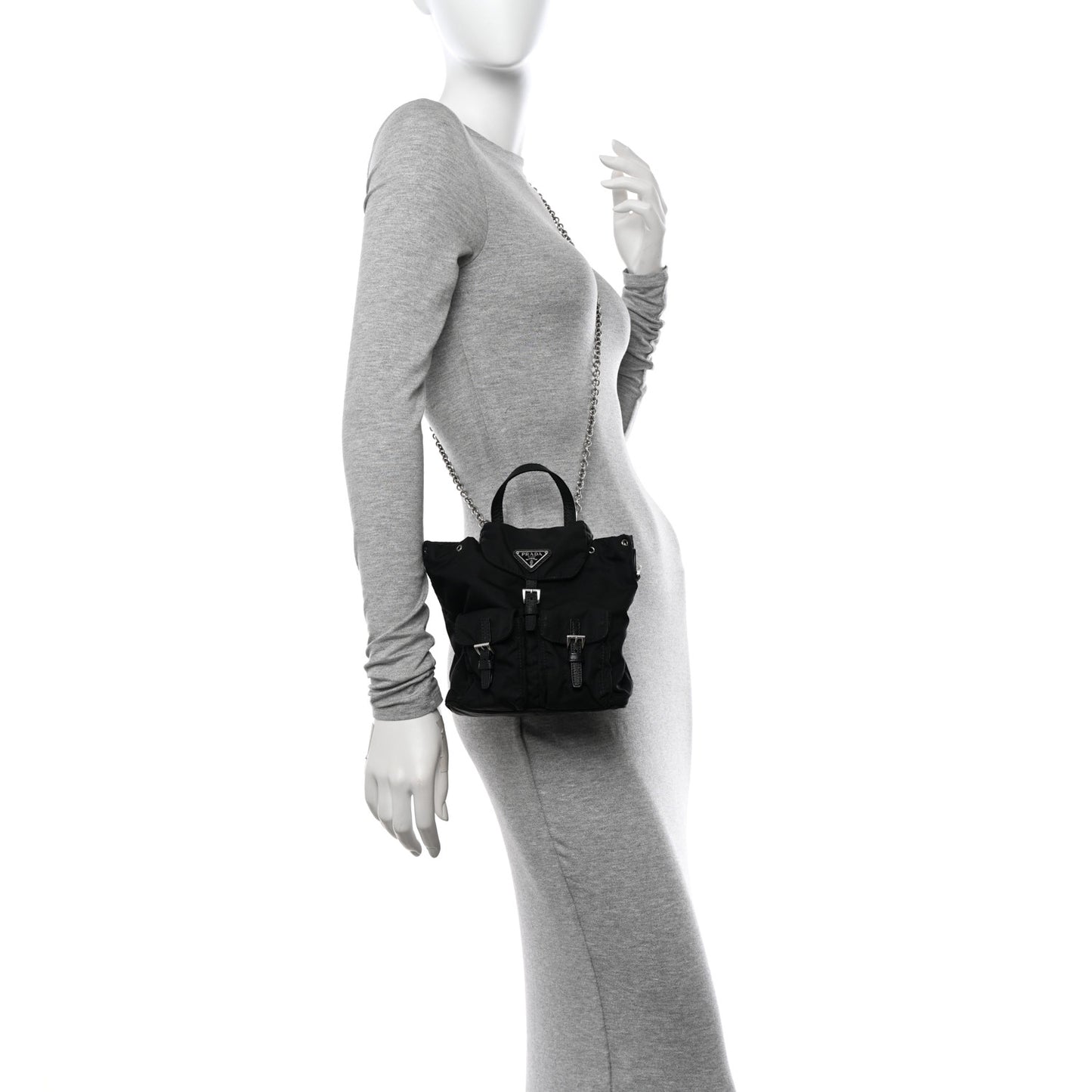 Nylon Vela Mini Crossbody Backpack Black