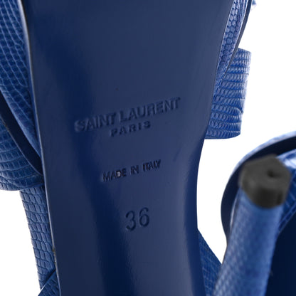 Saint Laurent Calfskin Crocodile Embossed Tribute 105 Platform Sandals 36 Royal Blue 6 of 7