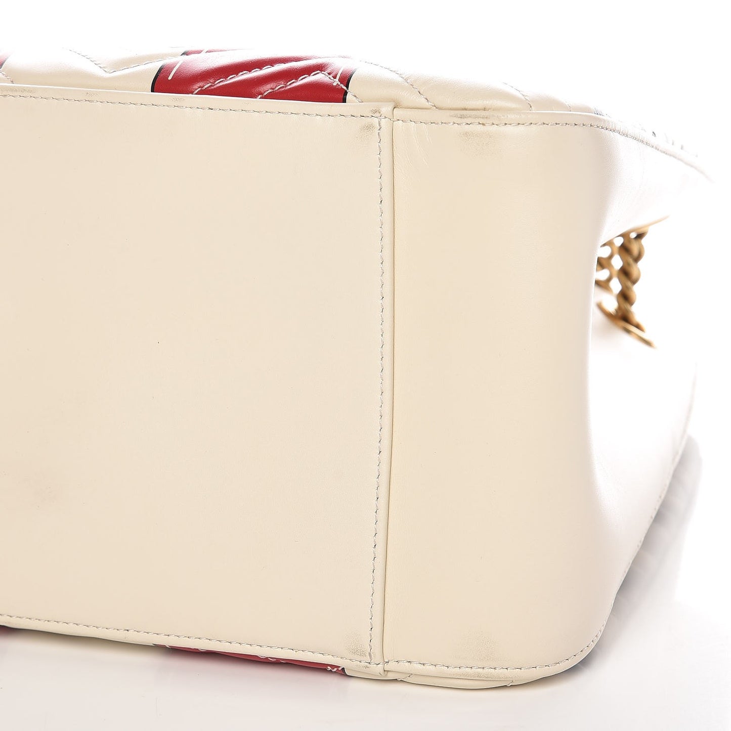 Calfskin Matelasse Trompe L'Oeil Print Medium GG Marmont Shoulder Tote Mystic White Hibiscus Red Marine Giallo