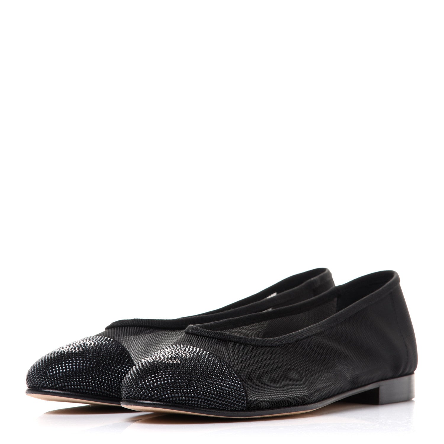 Chanel Mesh Studded CC Ballerina Flats 36 Black 3 of 7