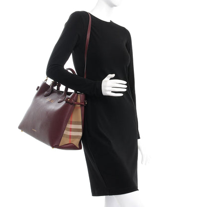 Burberry Derby Calfskin House Check Large Banner Tote Mahogany Red 2 of 10