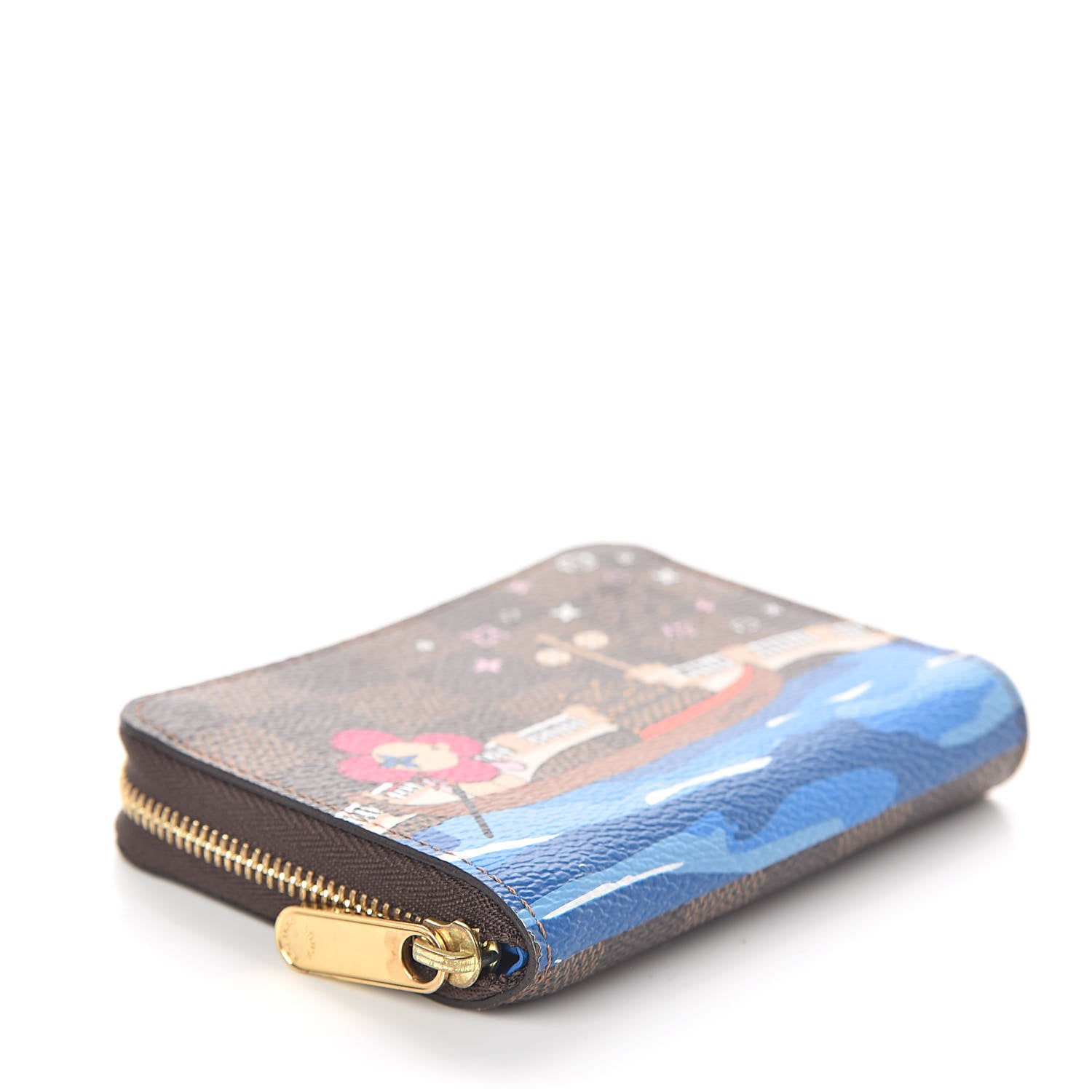 Louis Vuitton Damier Ebene 2019 Christmas Animation Zippy Coin Purse Blue 4 of 6