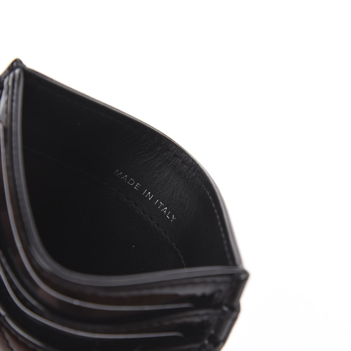 Patent Calfskin Quilted Card Holder Black
