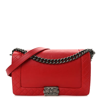 Chanel Calfskin New Medium Boy Reverso Flap Red 1 of 14