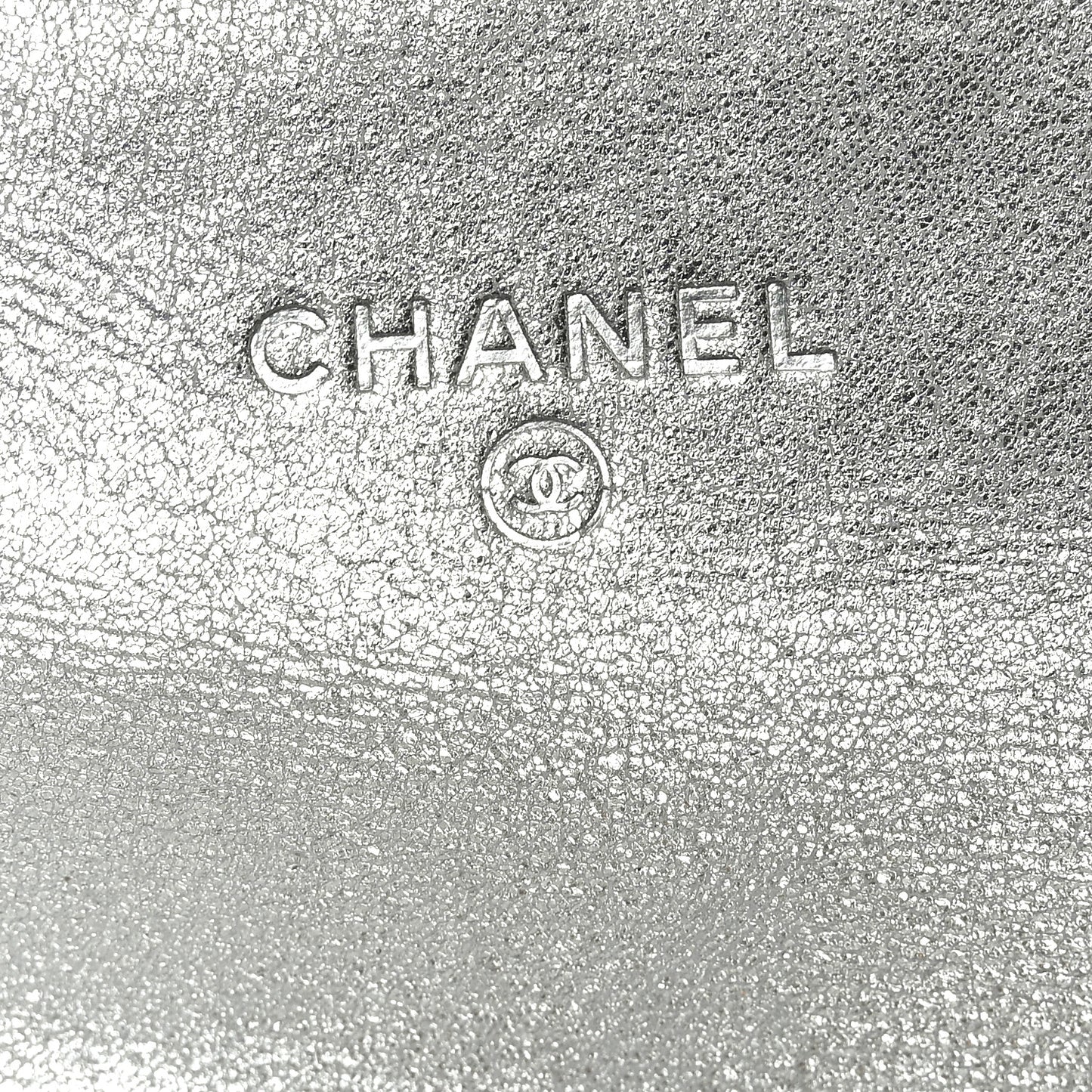 Metallic Lambskin Quilted Flap Card Holder Wallet Silver