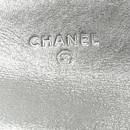 Chanel Metallic Lambskin Quilted Flap Card Holder Wallet Silver 6 of 11