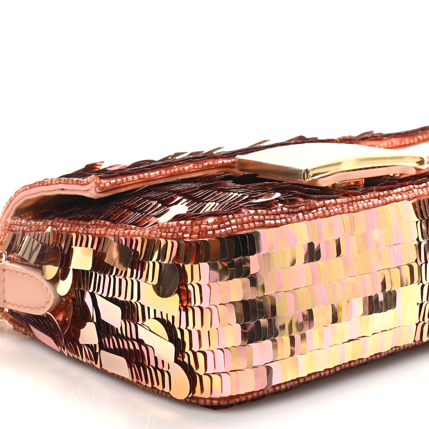Fendi Sequin Paillettes Vitello Grace Sex and the City Mini Baguette Baby Pink 9 of 10