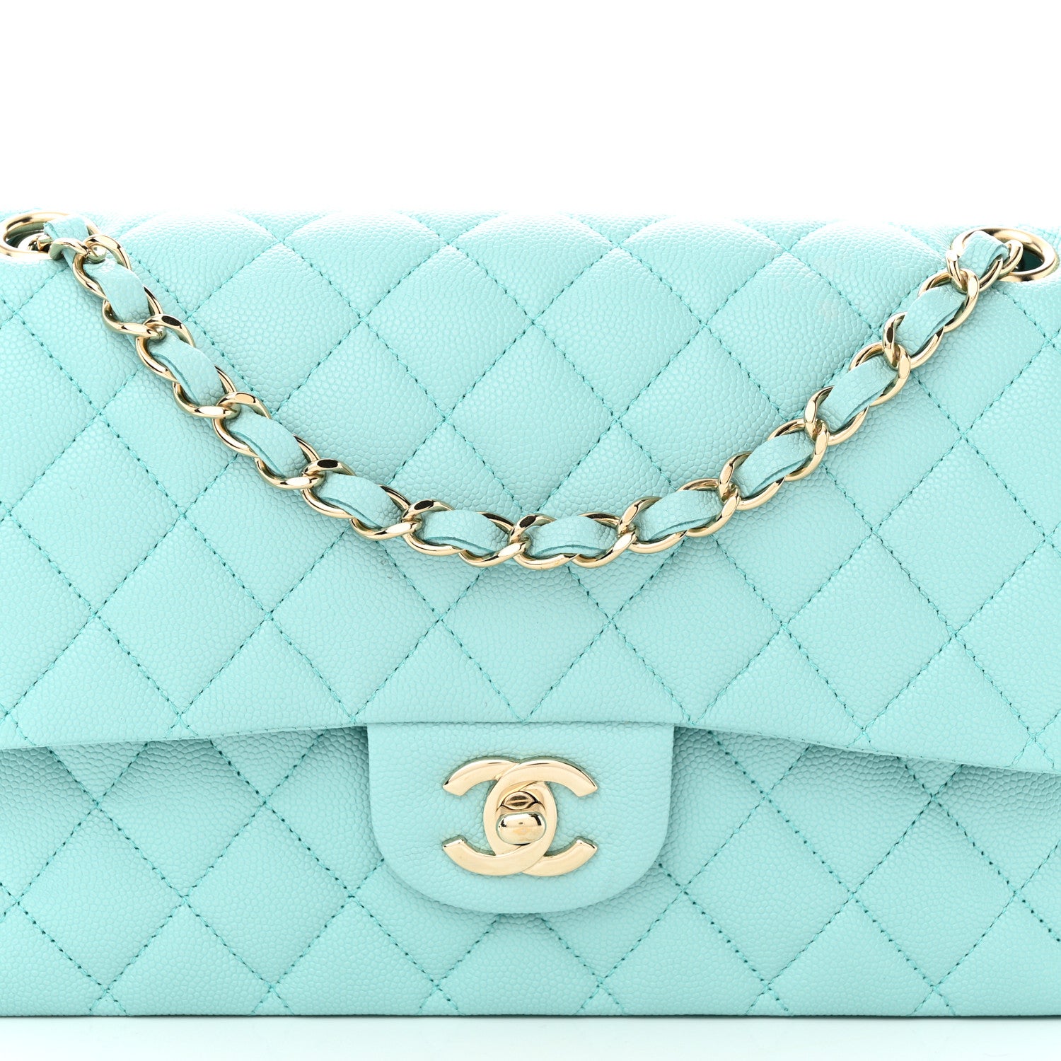 Chanel Caviar Quilted Medium Double Flap Light Blue 8 of 13