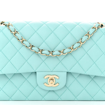 Chanel Caviar Quilted Medium Double Flap Light Blue 8 of 13
