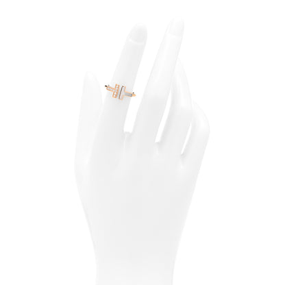 Tiffany 18K Rose Gold Diamond Mother of Pearl T Wire Ring 49 5 2 of 5