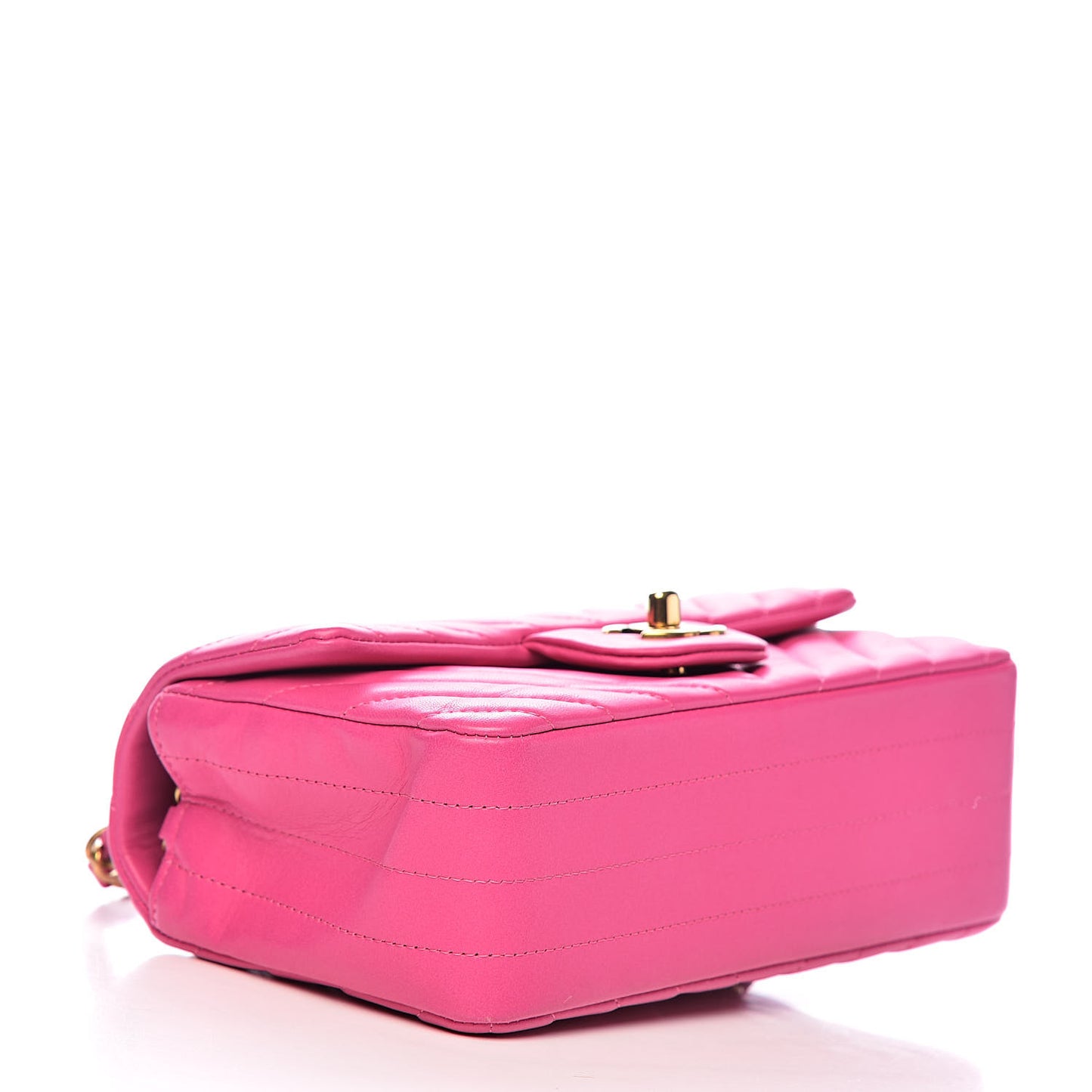 Lambskin Chevron Quilted Mini Rectangular Flap Pink