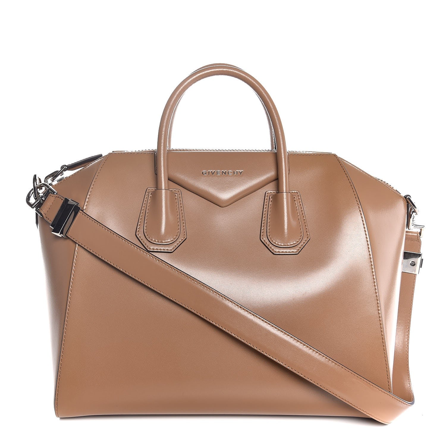 Givenchy Shiny Lord Calfskin Medium Antigona Dark Beige 1 of 12