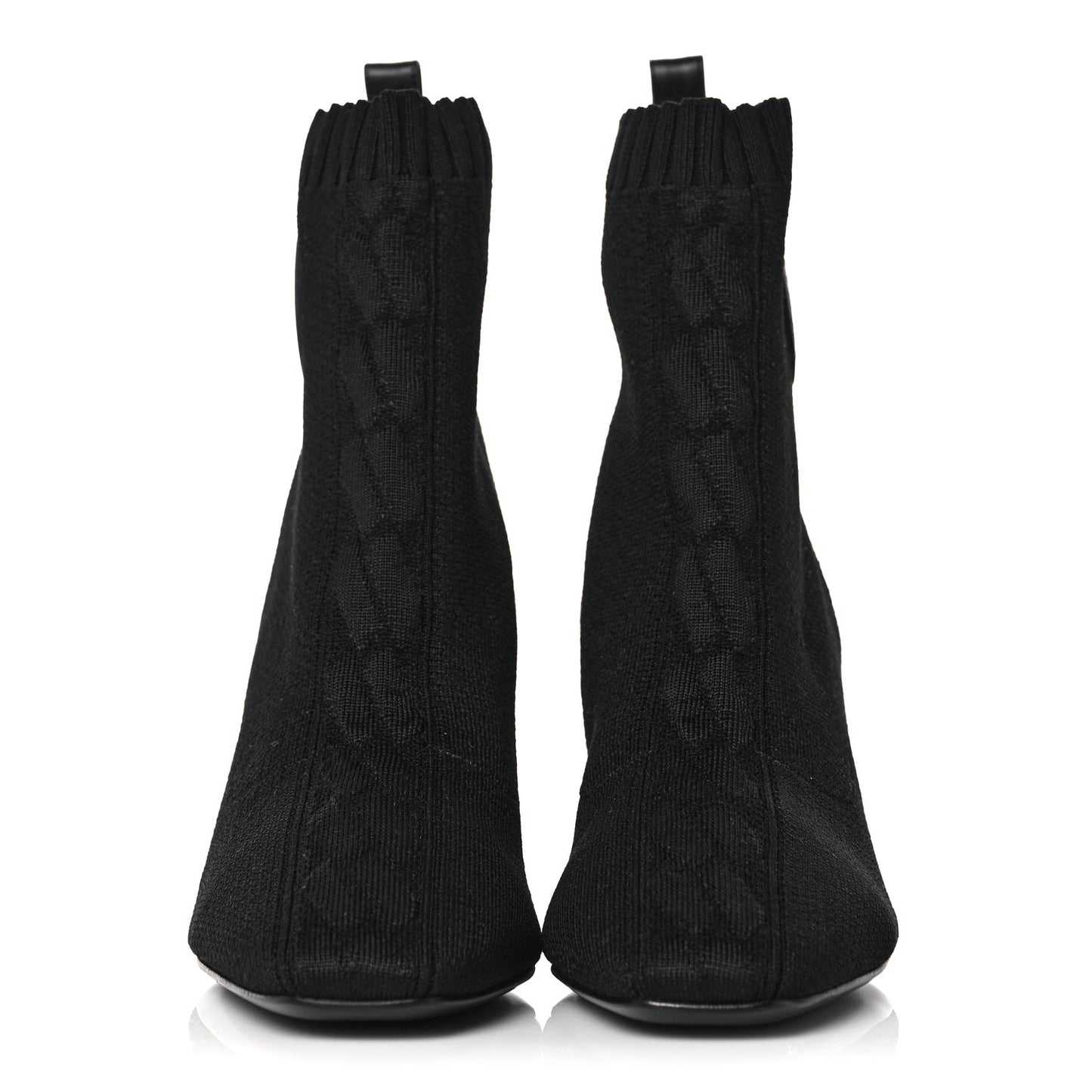 Knit Calfskin Volver Ankle Boots 37.5 Black
