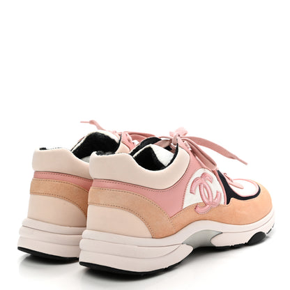 Chanel Nylon Lambskin Suede Calfskin CC Sneakers 40 Pink White Black 4 of 8