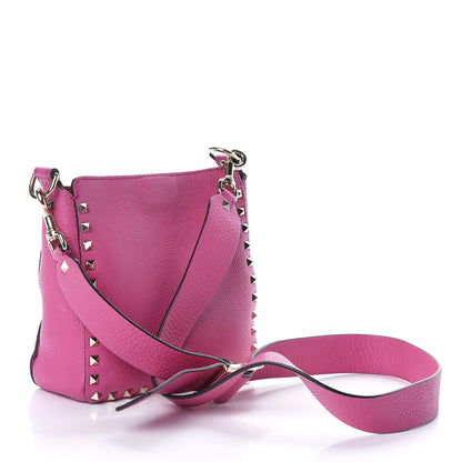 Valentino Garavani Pebbled Calfskin Mini Rockstud Flip-Lock Messenger Bag Pink Orchid 3 of 9