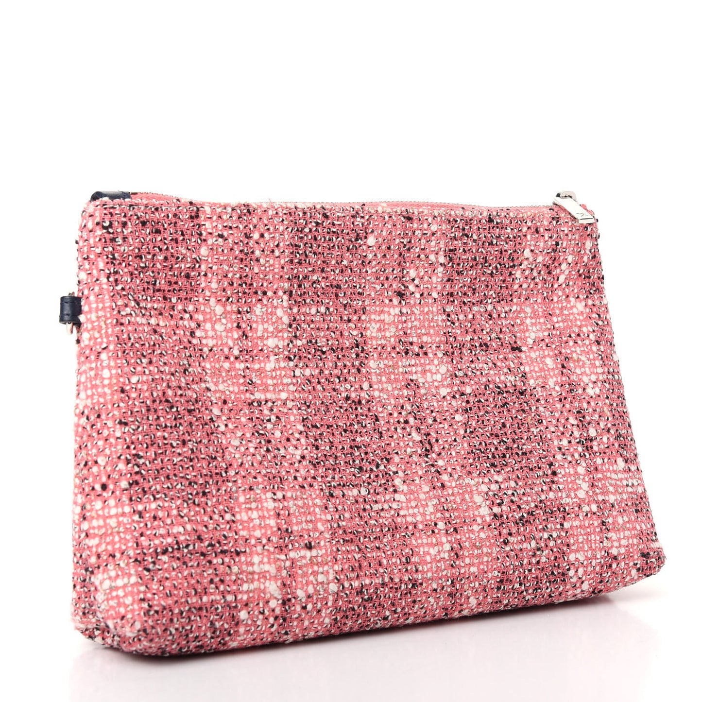 Tweed Logo Eyelets Pouch Pink