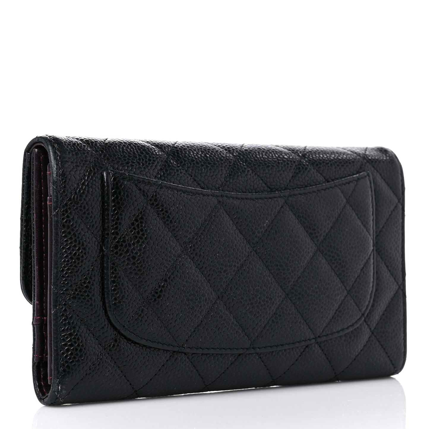 Caviar Quilted Large Flap Wallet Black