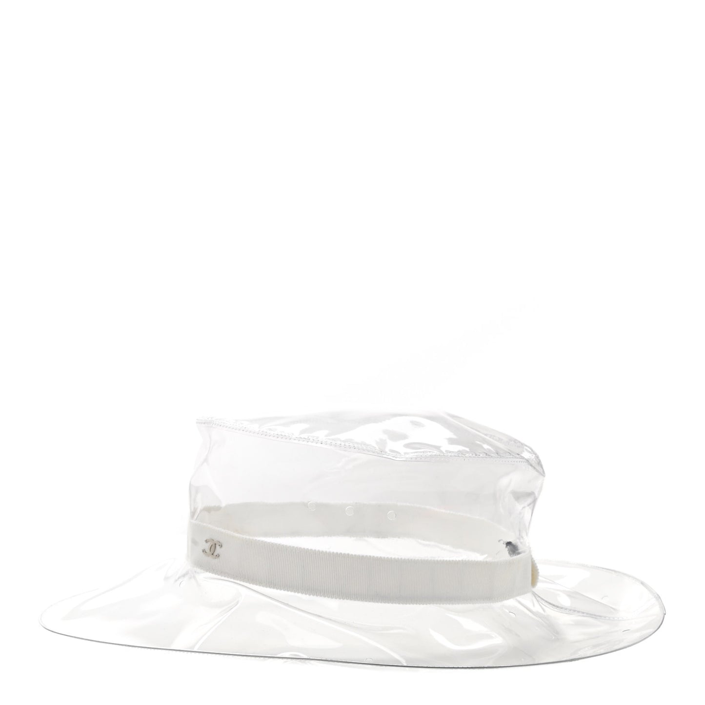 PVC Vinyl CC Cloche Hat S Transparent White