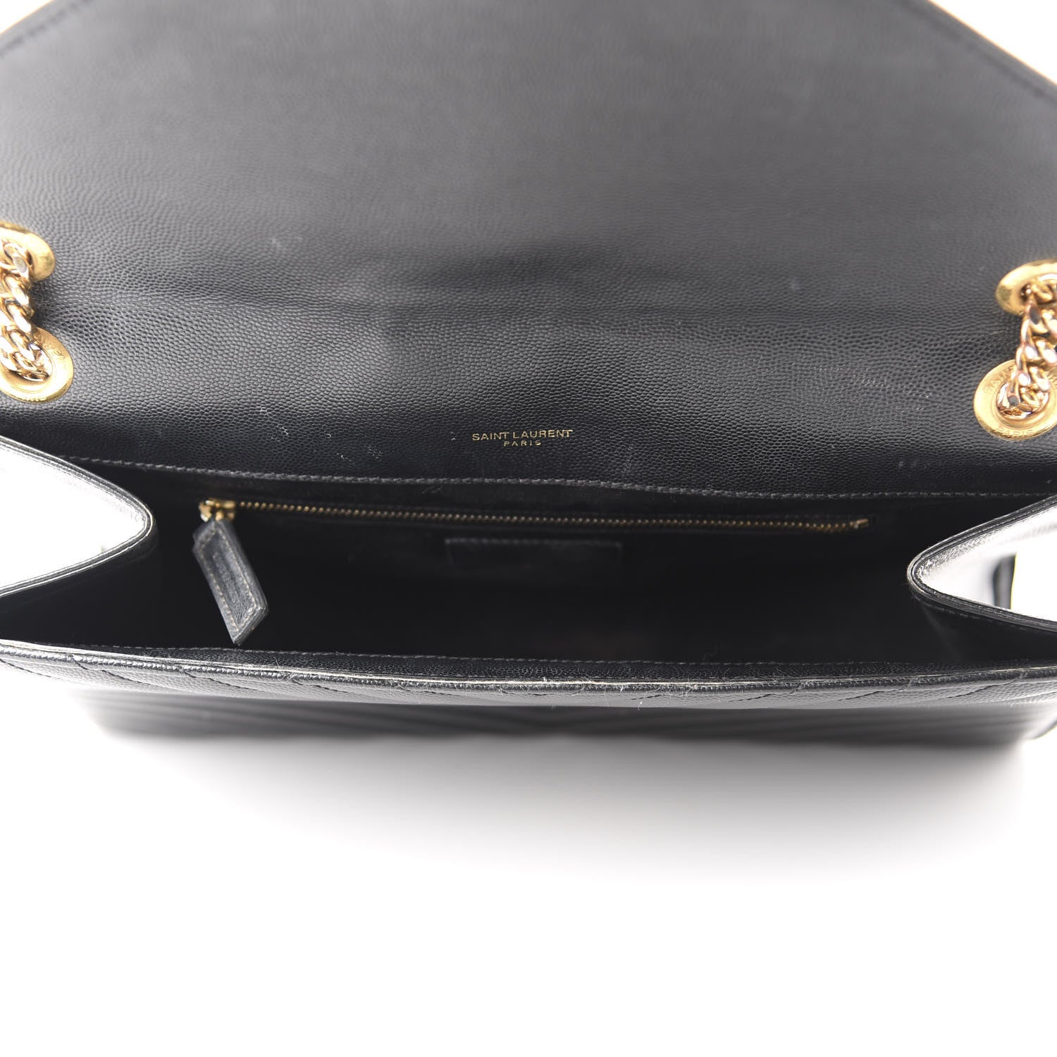 Saint Laurent Grain De Poudre Matelasse Chevron Large Monogram Satchel Black 5 of 17