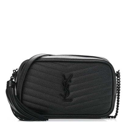 Saint Laurent Grain De Poudre Matelasse Monogram Mini Lou Camera Bag Black 1 of 9