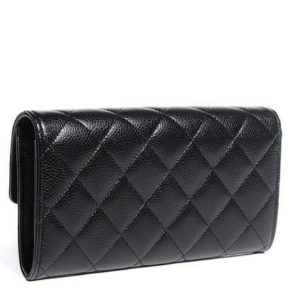 Chanel Caviar Quilted Large Gusset Flap Wallet Black 3 of 9