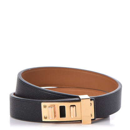 Hermes Swift Mini Dog Double Tour Bracelet T2 Black 1 of 7