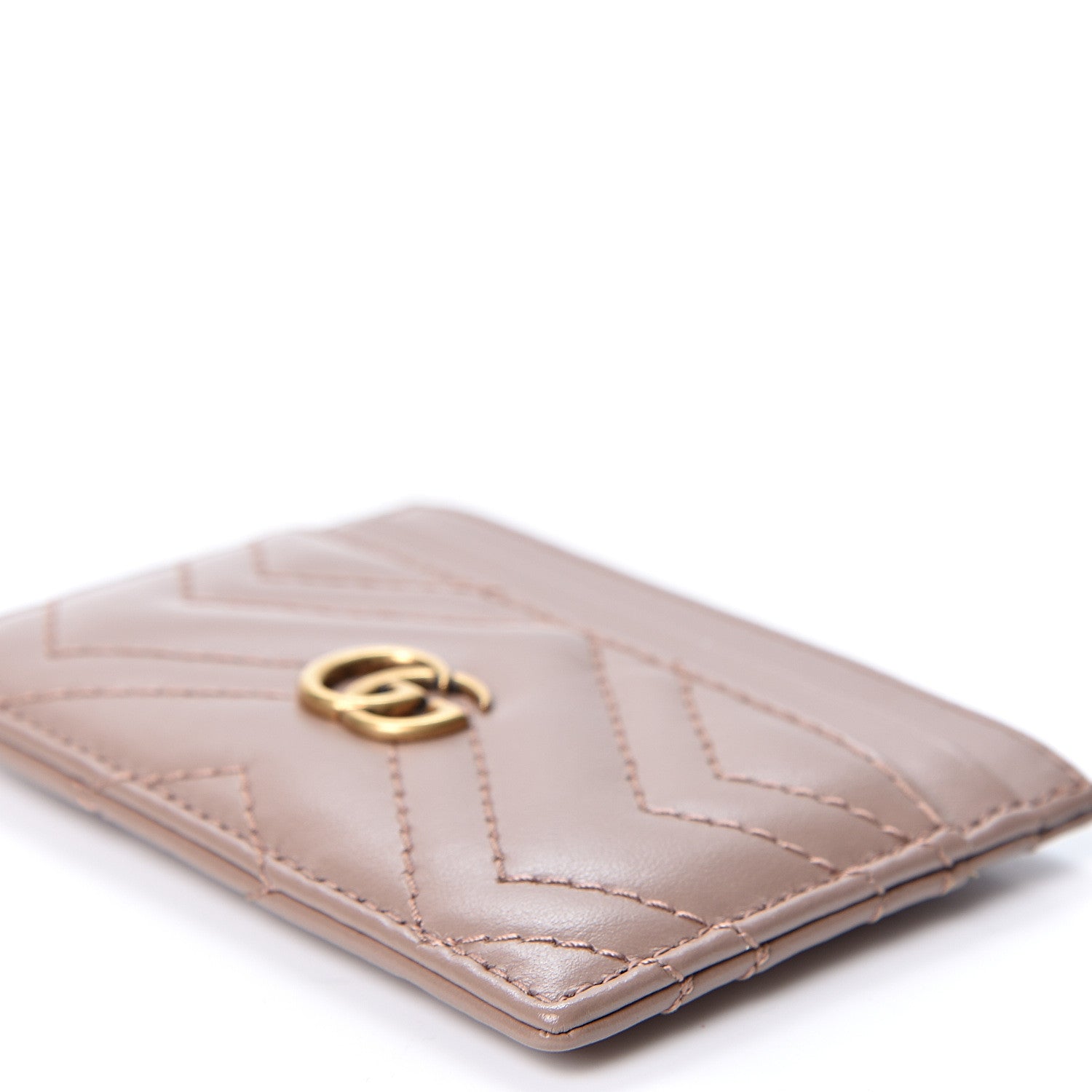 Gucci Calfskin Matelasse GG Marmont Card Holder Porcelain Rose 7 of 8