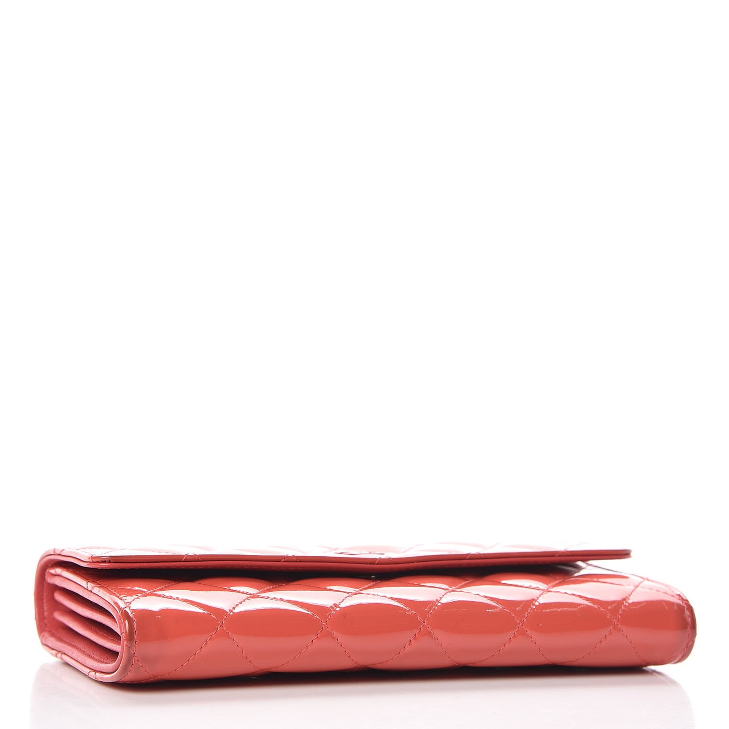 Patent Calfskin Quilted Large Flap Wallet Dark Pink