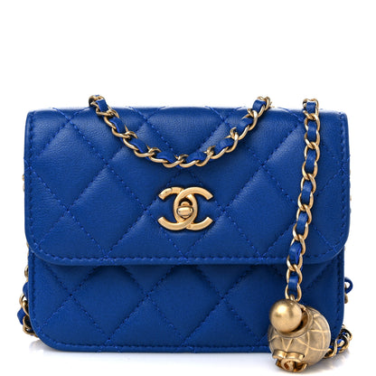 Chanel Lambskin Quilted Pearl Crush Clutch With Chain Bag Blue 1 of 10