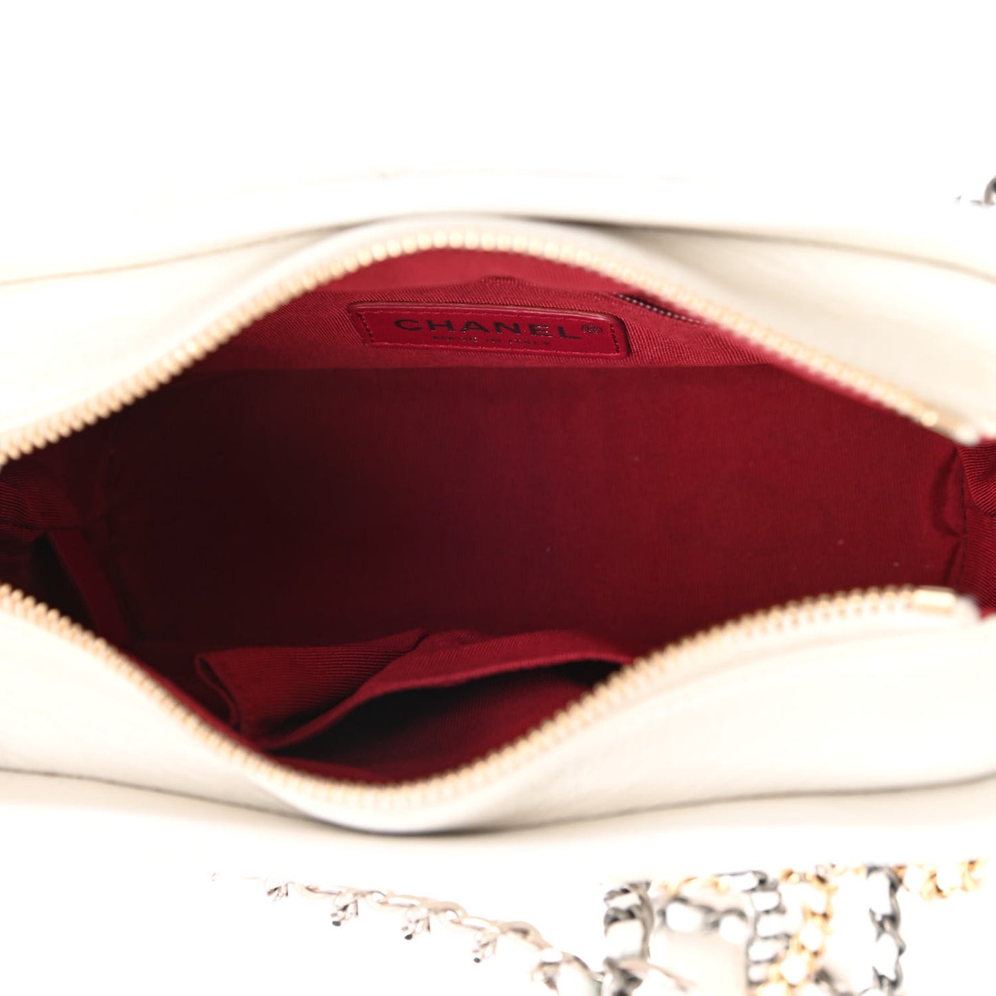 Aged Calfskin Quilted Small Gabrielle Hobo White