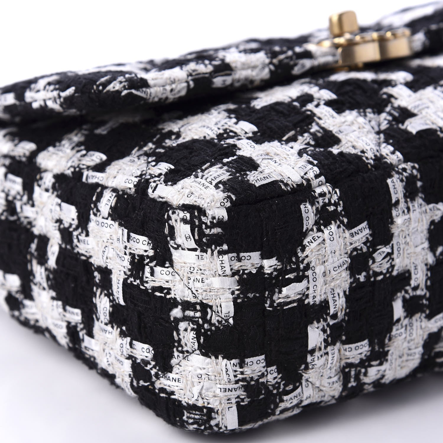 Chanel Tweed Quilted Medium 19 Flap Black Ecru White 6 of 11