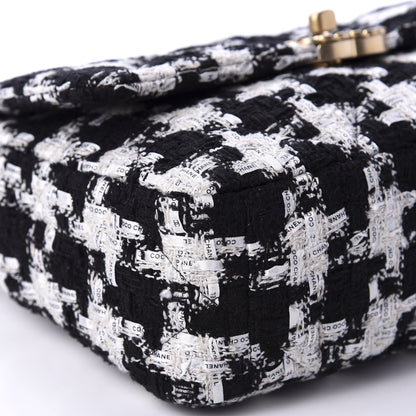 Chanel Tweed Quilted Medium 19 Flap Black Ecru White 6 of 11