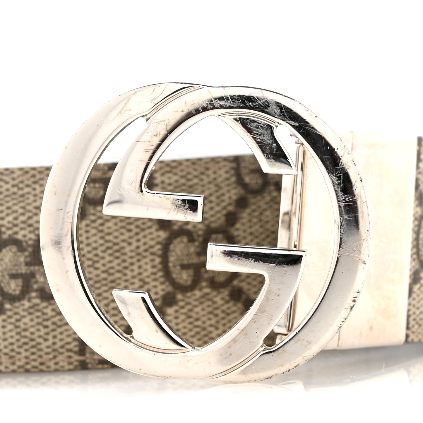 GG Supreme Monogram Selleria Calfskin Interlocking G Reversible 37mm Belt 90 36 Beige Ebony Black