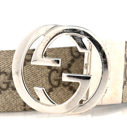 Gucci GG Supreme Monogram Selleria Calfskin Interlocking G Reversible 37mm Belt 90 36 Beige Ebony Black 8 of 8