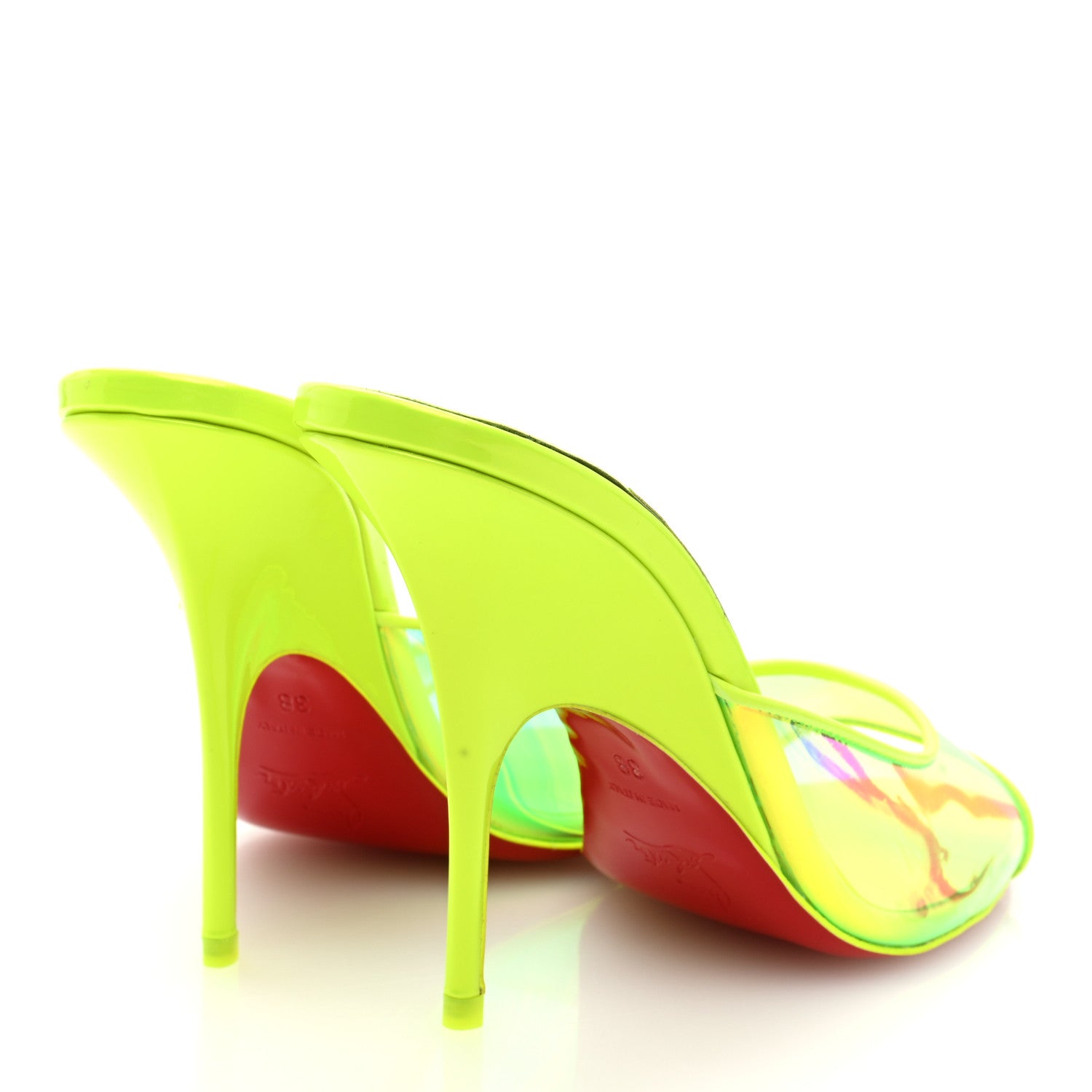 Christian Louboutin PVC Just Arch 100 Slide Sandals 38 Neon Yellow 5 of 9