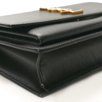 Saint Laurent Smooth Calfskin Medium Monogram Sunset Satchel Black 9 of 10