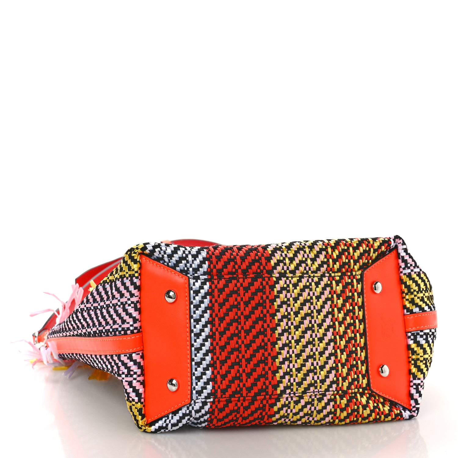Christian Louboutin Raffia Small Frangibus Tote Orange Multicolor 4 of 7