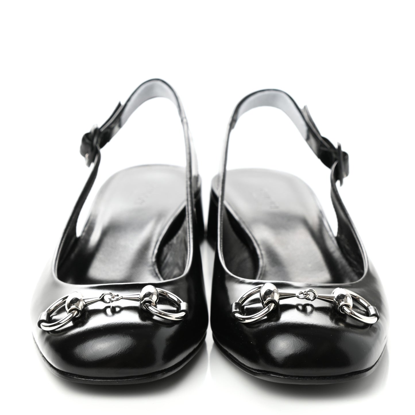 Regent Calfskin Horsebit Slingback Pumps 38 Black
