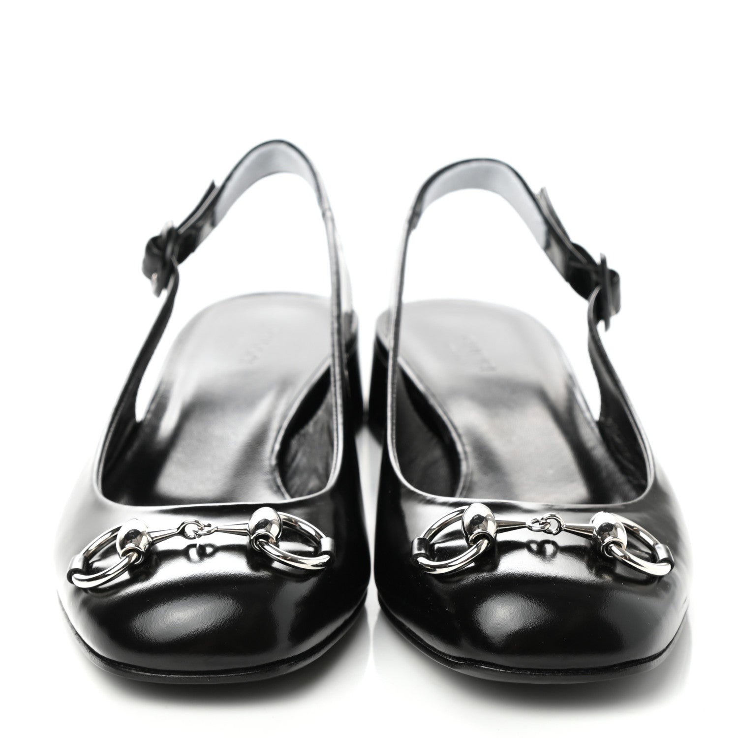 Gucci Regent Calfskin Horsebit Slingback Pumps 38 Black 4 of 10