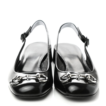Gucci Regent Calfskin Horsebit Slingback Pumps 38 Black 4 of 10