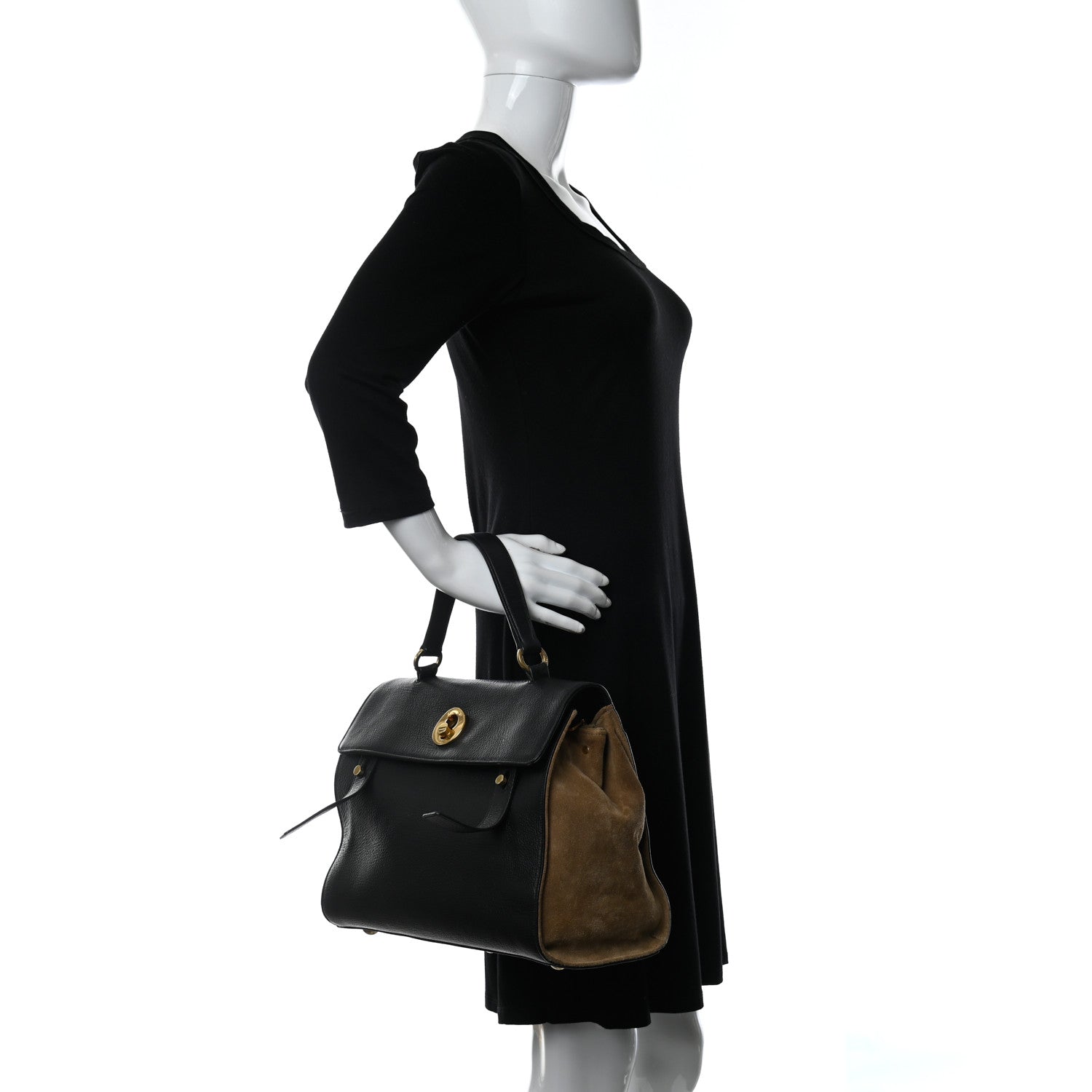 Saint Laurent Calfskin Suede Medium Muse Two Black 2 of 12